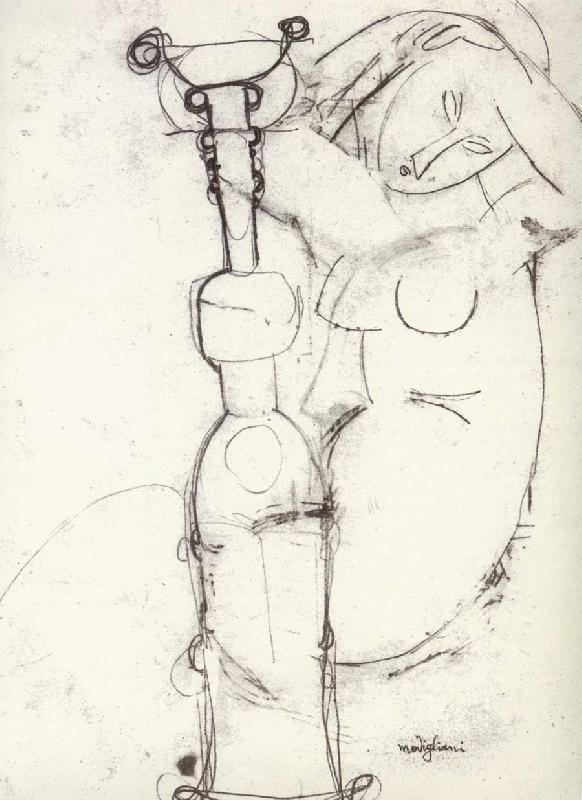 Amedeo Modigliani Sheet of Studies with African Sculpture and Caryatid